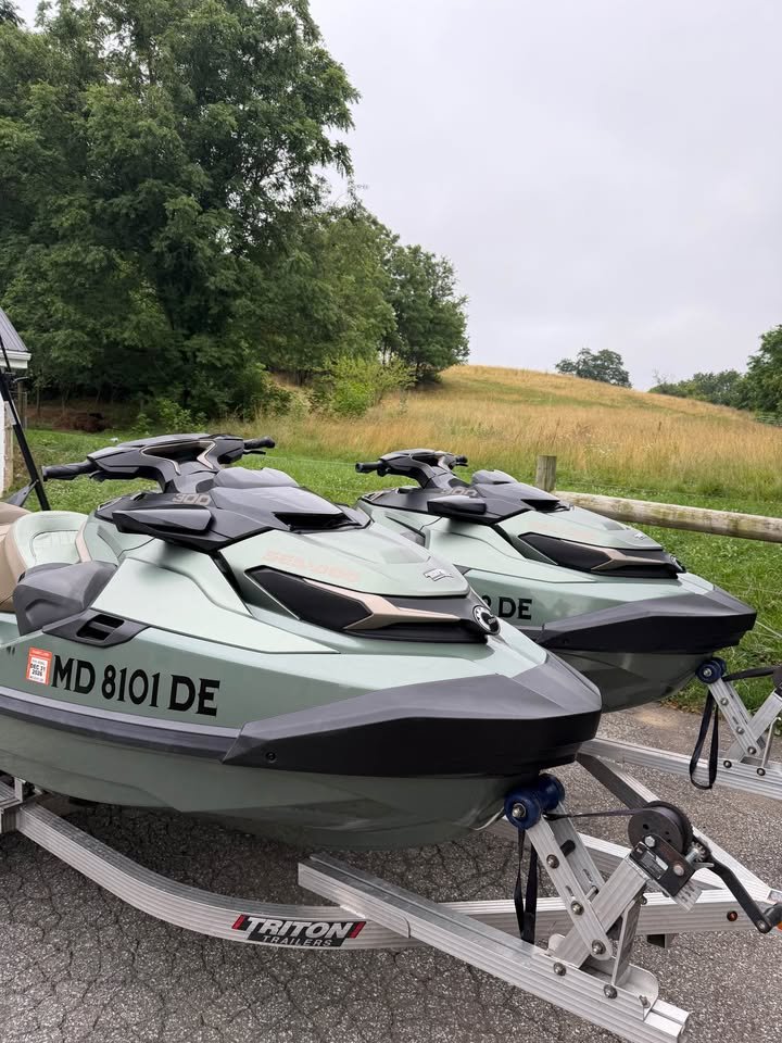 Two 2023 Sea-Doo GTX Limited 300 with 2022 Triton Double Trailer